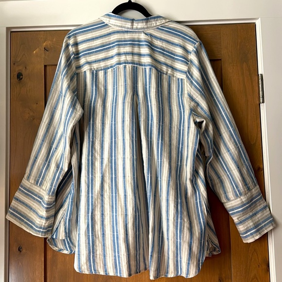 Caffe Marrakesh Button Down Shirt Blouse Womens plus Sz 1X Cotton Coastal Beach - Picture 2 of 8